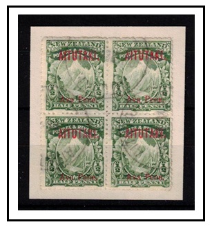 AITUTAKI - 1903 1/2d green in a fine used block of four.  SG 1.
