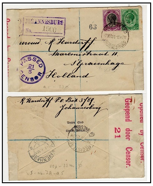 SOUTH AFRICA - 1916 6 12/2d rate registered 