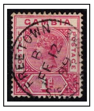 SIERRA LEONE - 1898 1d adhesive of Gambia (SG 38) cancelled FREETOWN.
