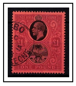 SIERRA LEONE - 1912 1 black and purple on red fine used.  SG 128.