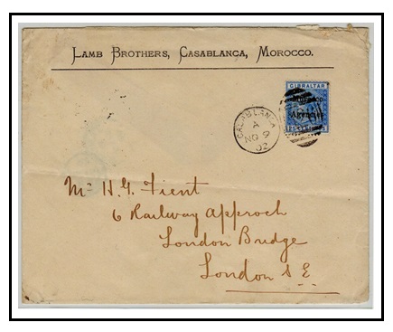 MOROCCO AGENCIES - 1902 25c rate commercial cover to UK used at CASABLANCA.