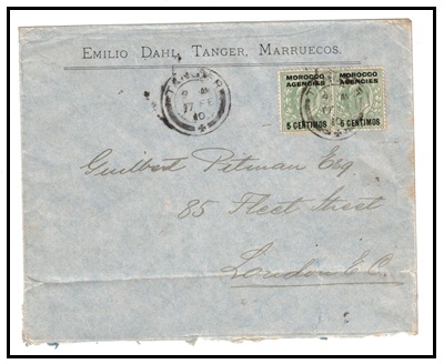 MOROCCO AGENCIES - 1910 1d rate cover to UK used at TANGIER.