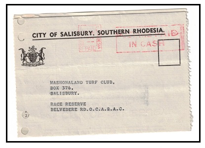 SOUTHERN RHODESIA - 1952 official folded letter cancelled 