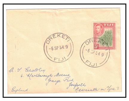 FIJI - 1954 5d rate cover to UK used at DREKETI/FIJI.