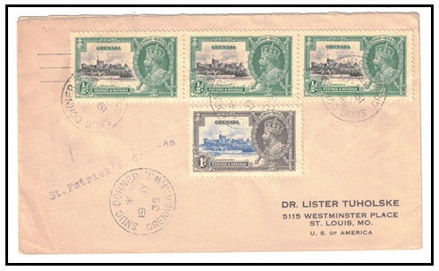 GRENADA - 1935 1/2d (x3) + 1d 