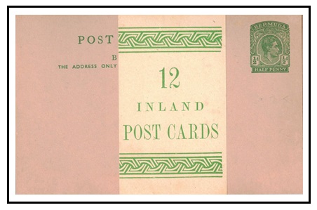 BERMUDA - 1938 1/2d green PSC original pack of 12 with sleeve wrapper.  H&G 16.