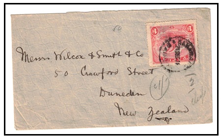 PAPUA - 1911 1d rate cover to new New Zealand used at SAMARAI.