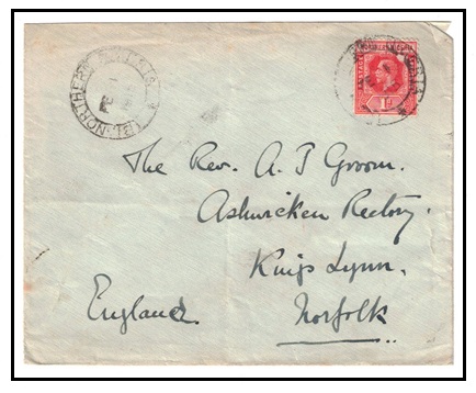 NORTHERN NIGERIA - 1915 1d rate cover to UK used at IBI/NORTHERN NIGERIA.