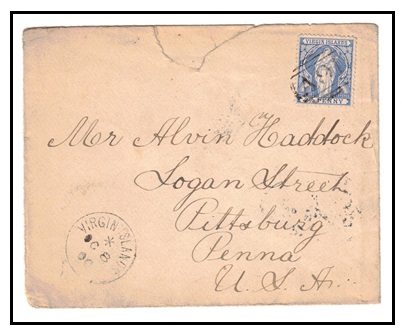 BRITISH VIRGIN ISLANDS - 1900 2 1/2d rate cover to USA struck 