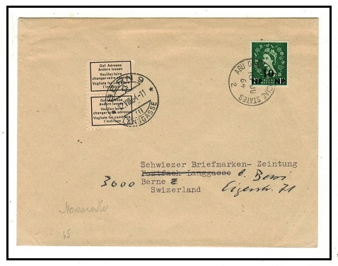 ABU DHABI - 1964 10np on 1 1/2d rate cover to Switzerland at ABU DHABI TRUCIAL STATES 2.