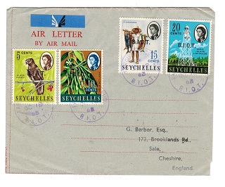 B.I.O.T. - 1968 philatelic use of FORMULA air letter to UK from FARQUHAR ISLAND.