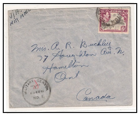 JAMAICA - 1942 6d rate cover to Canada with 