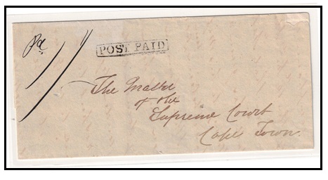 CAPE OF GOOD HOPE - 1830 (circa) POST PAID outer wrapper to Cape Town rated 