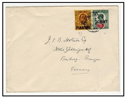 BRITISH LEVANT - 1912 dual currency cover to Germany used at CONSTANTINOPLE.