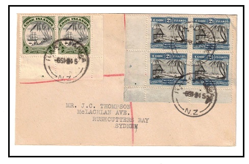 COOK ISLANDS - 1945 registered cover to Australia used at RAKAHANGA.