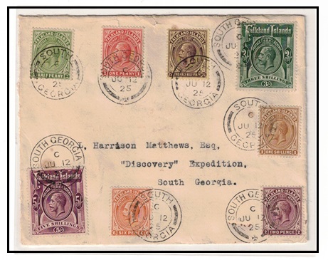 FALKLAND ISLANDS - 1925 multi franked 