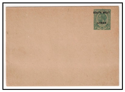 SOUTH WEST AFRICA - 1923 1/2d green postal stationery wrapper unused. H&G 1.