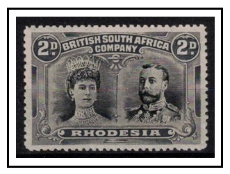 RHODESIA - 1910-13 2d black and slate grey 