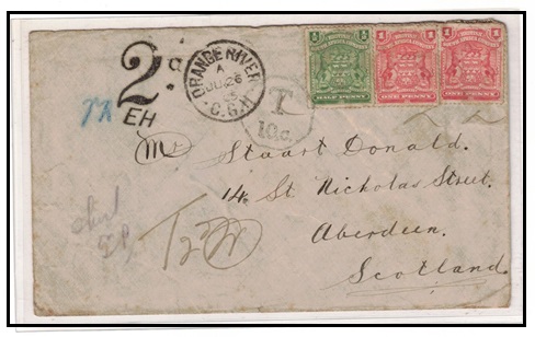 CAPE OF GOOD HOPE - 1905 cover to UK with Rhodesian stamps un-accepted and taxed at ORANGE RIVER.