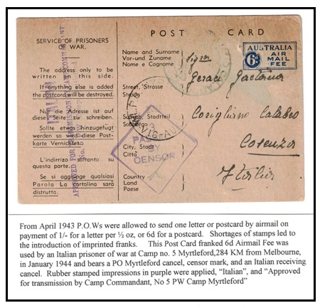 AUSTRALIA - 1943 use of 6d blue 