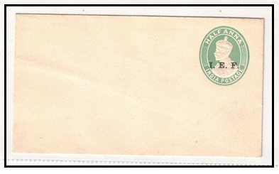 INDIA - 1915 1/2a yellow green PSE unused overprinted I.E.F.  H&G 6.