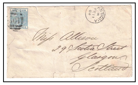 ANTIGUA - 1884 4d blue on cover to UK.