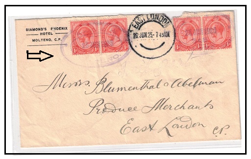 SOUTH AFRICA - 1925 1d (x4) rate cover used at 