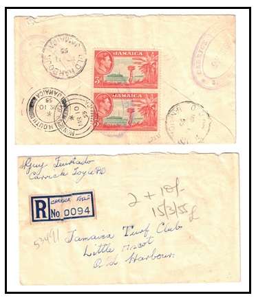 JAMAICA - 1955 6d rate local cover used at CARRICK FOYLE.