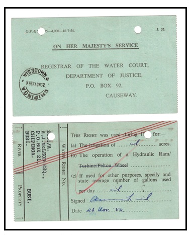 SOUTHERN RHODESIA - 1954 use of OHMS 