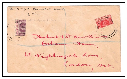 NEW GUINEA - 1917 registered cover to UK with 1d and 6d both HORIZONTALLY BISECTED cancelled KIETA.