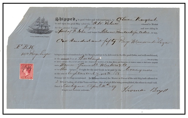ANTIGUA - 1889 use of illustrated  