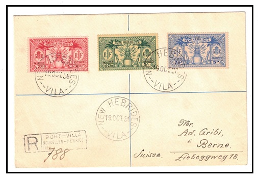NEW HEBRIDES - 1936 registered cover to Switzerland bearing 