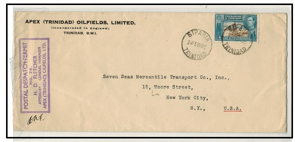 TRINIDAD AND TOBAGO - 1940 6c rate 