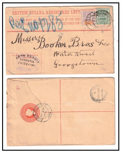 BRITISH GUIANA - 1884 4d orange red RPSE used locally uprated at ANNA REGINA.  H&G 4a.