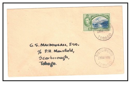 TRINIDAD AND TOBAGO - 1948 1c rate local cover used at GOODWOOD/TOBAGO.