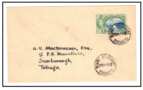 TRINIDAD AND TOBAGO - 1948 1c rate local cover used at PLYMOUTH/TOBAGO.