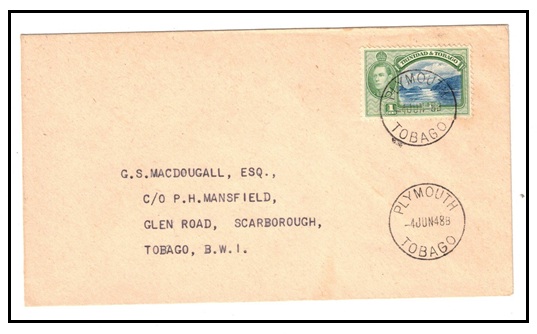 TRINIDAD AND TOBAGO - 1948 1c rate local cover used at MOUNT ST GEORGE/TOBAGO.