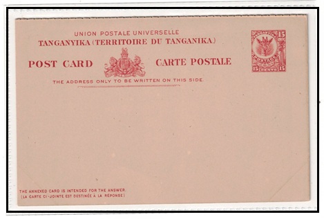 TANGANYIKA - 1923 15c + 15c red 