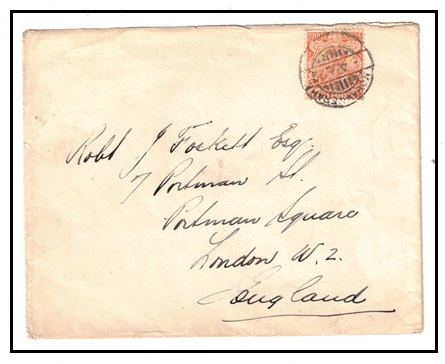 BR.P.O.IN E.A. - 1922 2a rate cover to UK used at Mohommera in the Persian Gulf.