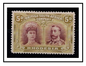 RHODESIA - 1910-13 5d purple brown & olive green 