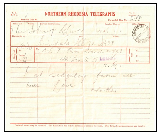 NORTHERN RHODESIA - 1933 use of 