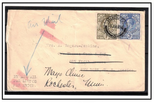 SWAZILAND - 1934 1/3d rate cover to USA used at KUBUTA.