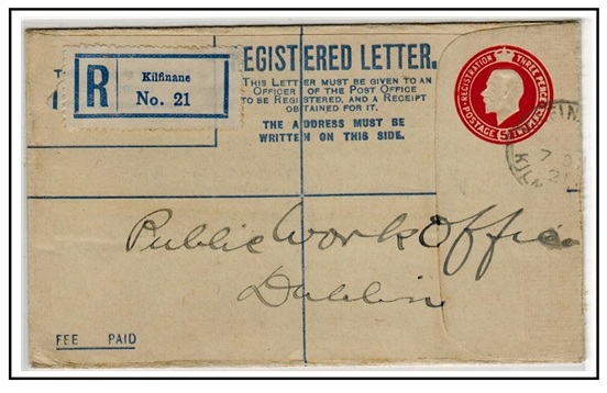 IRELAND - 1921 5d orange RPSE of GB (size F) used locally during transition period at KILFINANE.
