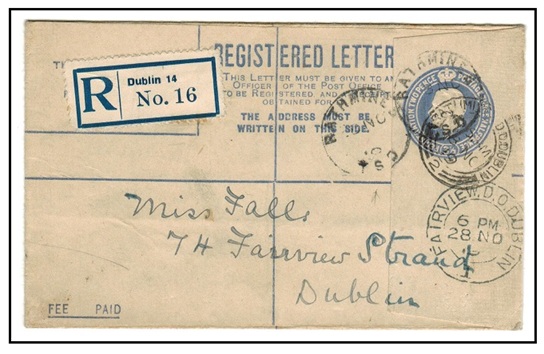 IRELAND - 1918 2d+1 1/2d blue RPSE of GB (size F) used locally at BATHMINES/T.S.O.