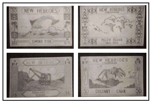 NEW HEBRIDES - 1963 PHOTOGRAPHIC PROOF of four unaccepted designs.