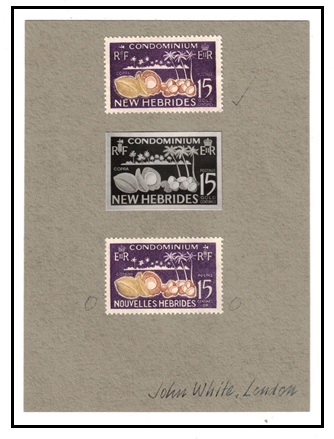 NEW HEBRIDES - 1963 PHOTOGRAPHIC PROOF of accepted 15c postage stamp.