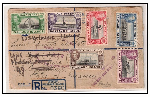 FALKLAND ISLANDS - 1946 use of blue on buff