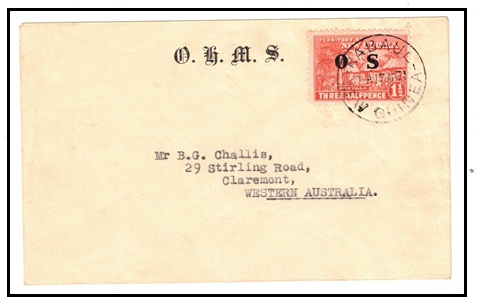 NEW GUINEA - 1931 use of O.H.M.S. cover bearing 1 1/2d overprinted 