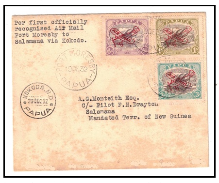 PAPUA - 1932 Port Moresby to Salamaua first flight cover. Only 10 covers flown !