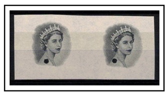 RHODESIA AND NYASALAND - 1954 IMPERFORATE PLATE PROOF head pair (SG type 2) printed in black.